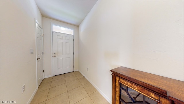 hallway with light tile flooring