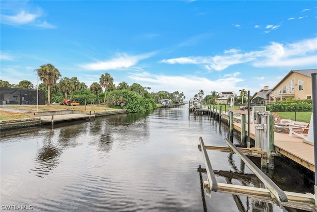 view of dock featuring a water view