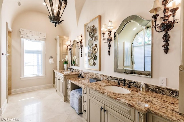 bathroom featuring vanity and tile patterned flooring