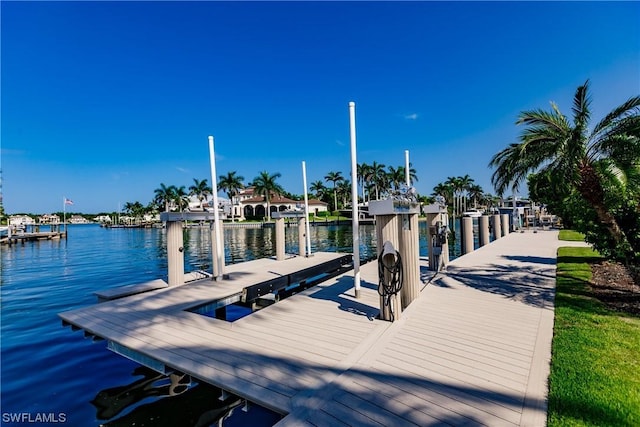 view of dock featuring a water view