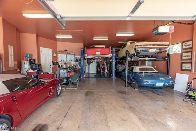 garage with a garage door opener