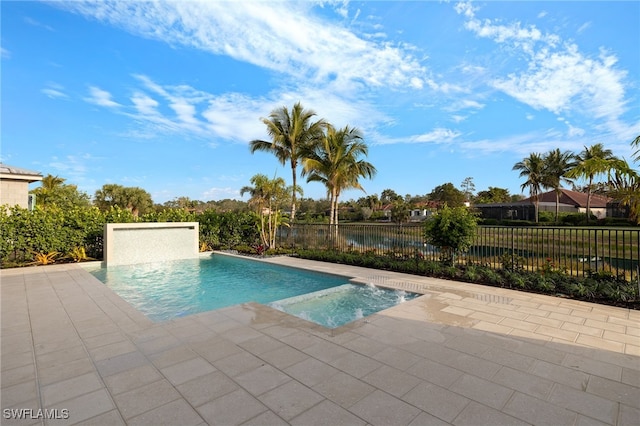 view of swimming pool with a patio