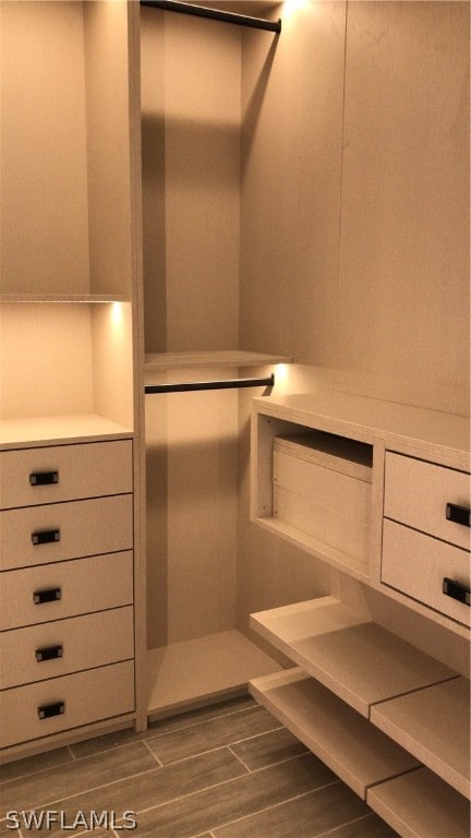 walk in closet featuring hardwood / wood-style flooring