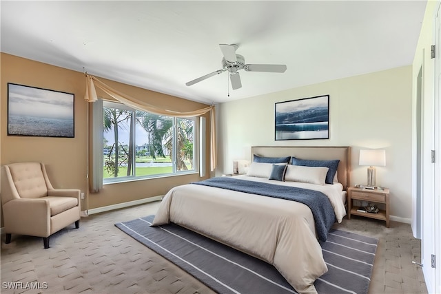 bedroom featuring ceiling fan