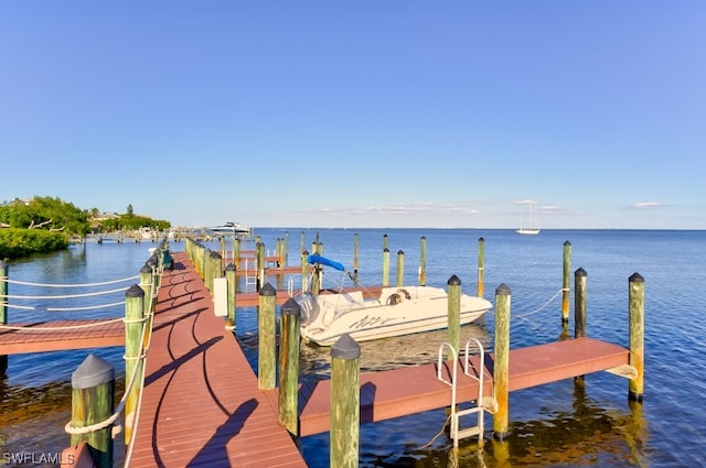 view of dock featuring a water view