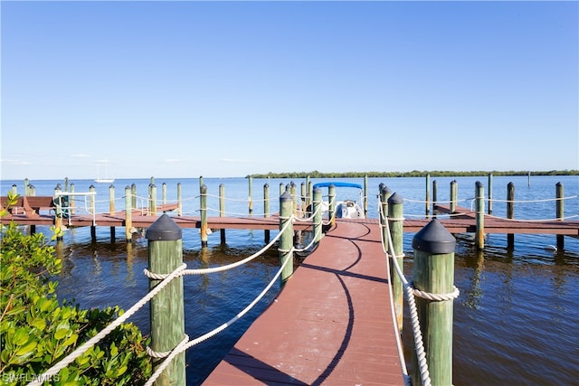 view of dock featuring a water view