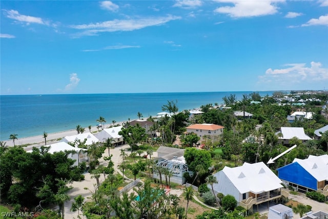 exterior space with a water view