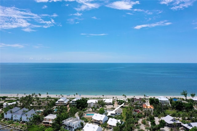 view of water feature with a beach view