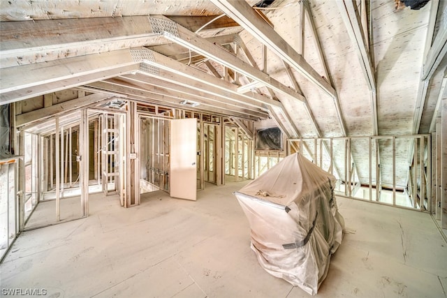 view of unfinished attic