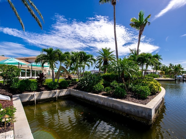 view of dock featuring a water view