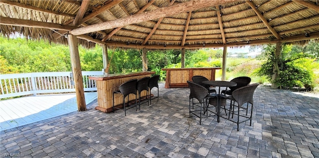 view of terrace with a gazebo