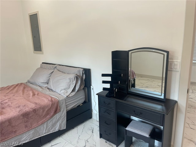 bedroom featuring light tile flooring