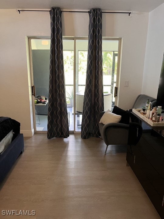 sitting room featuring light hardwood / wood-style floors