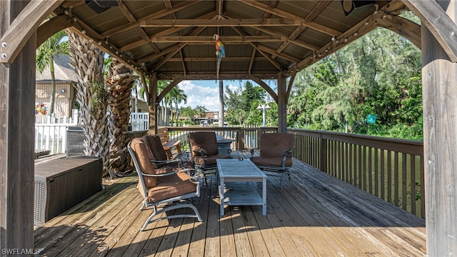 wooden deck with a gazebo