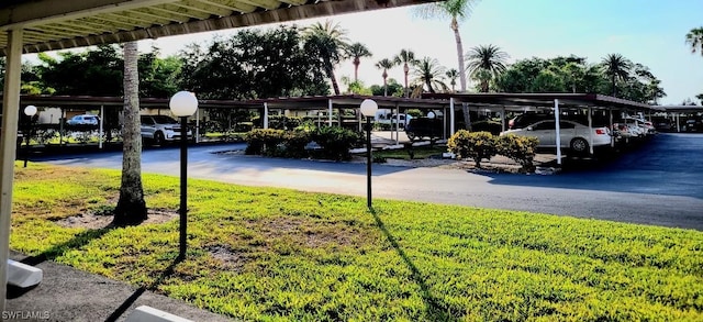 view of covered parking lot