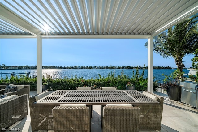 view of patio / terrace with a water view