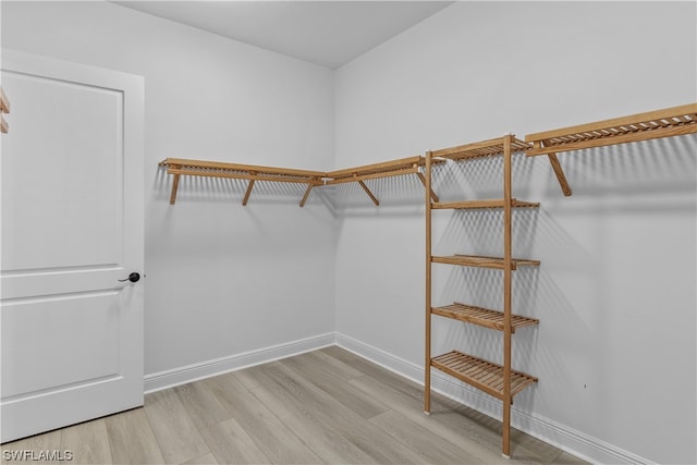 spacious closet with light hardwood / wood-style floors