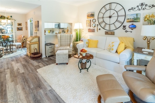 living room with wood-type flooring