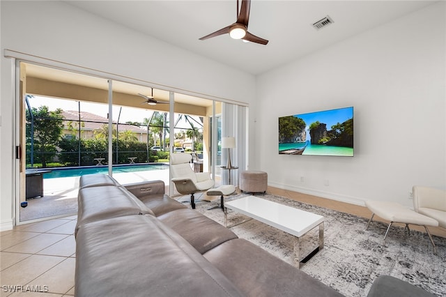 view of tiled living room