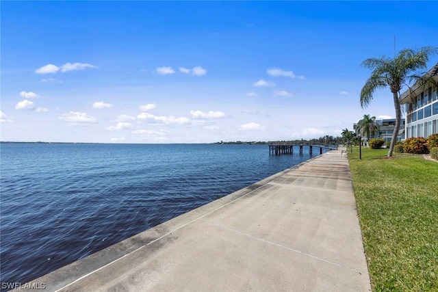 property view of water with a boat dock