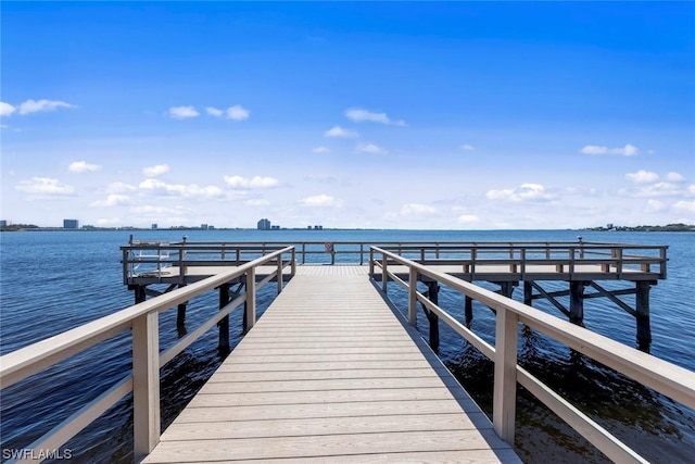 view of dock featuring a water view