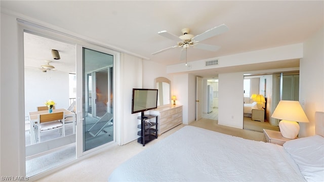 4753 Estero Blvd Unit 1005, Fort Myers Beach, FL 33931 - carpeted bedroom featuring access to exterior and a ceiling fan