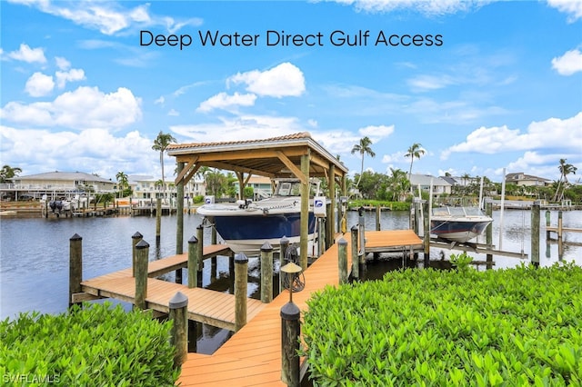 dock area featuring a water view