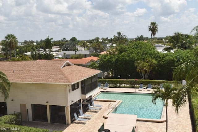 view of pool featuring a patio area