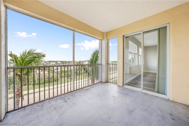 view of unfurnished sunroom