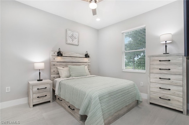 bedroom featuring ceiling fan