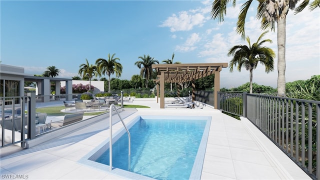 4142 Bay Beach Ln Unit 303, Fort Myers Beach, FL 33931 - community pool featuring a patio, fence, and a pergola
