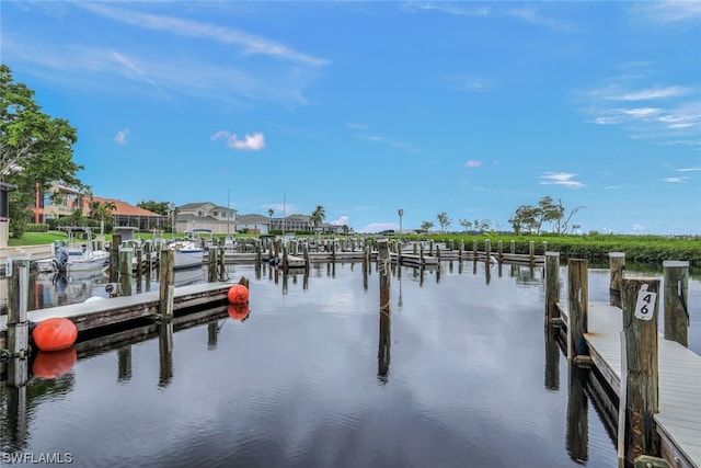 view of dock featuring a water view