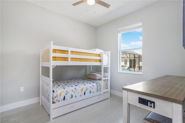 bedroom featuring ceiling fan