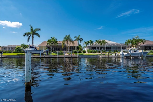 dock area featuring a water view