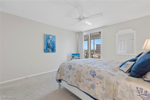 7000 Estero Blvd Unit 403, Fort Myers Beach, FL 33931 - carpeted bedroom with access to outside, baseboards, and a ceiling fan