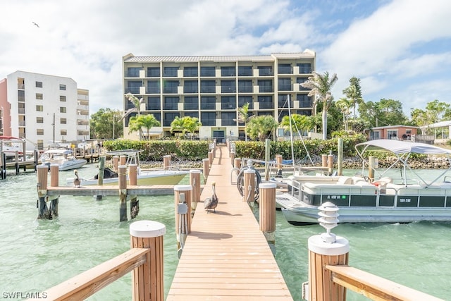 dock area featuring a water view