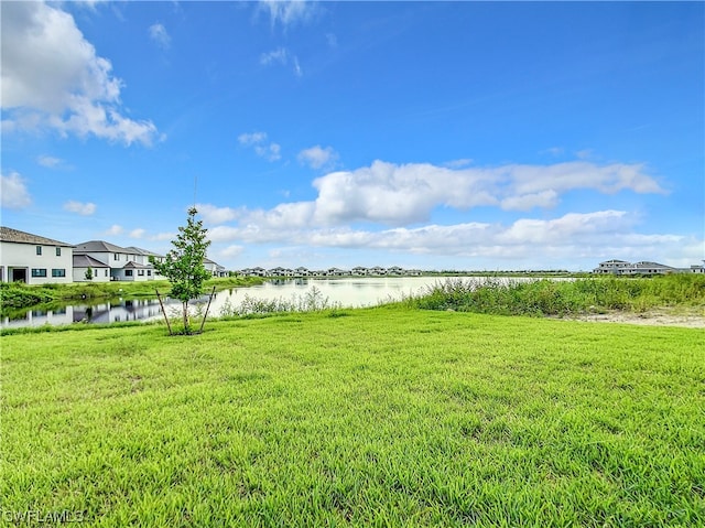 view of yard featuring a water view