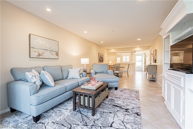 view of tiled living room