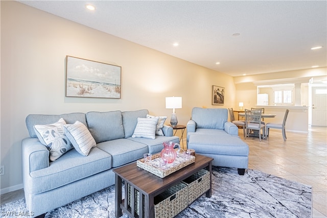 view of tiled living room