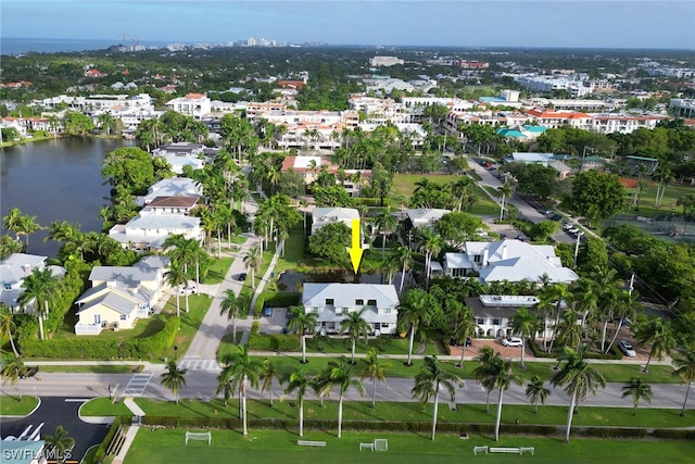 bird's eye view featuring a water view