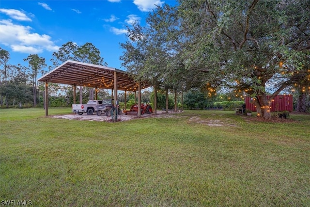 view of yard featuring a carport