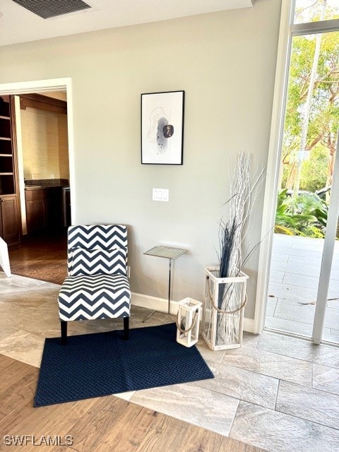 living area featuring light wood-type flooring