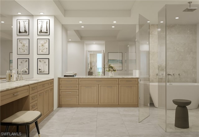 bathroom featuring tile floors and vanity