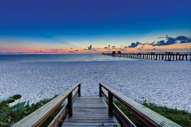 dock area featuring a water view