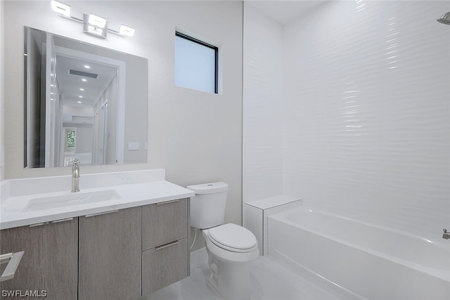 full bathroom featuring toilet, vanity, and shower / bath combination