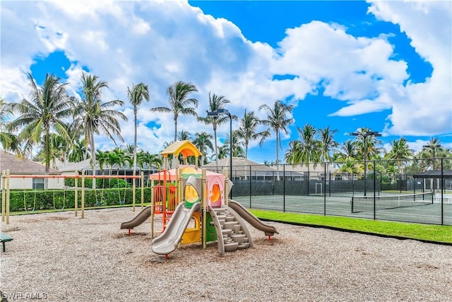 view of play area with tennis court