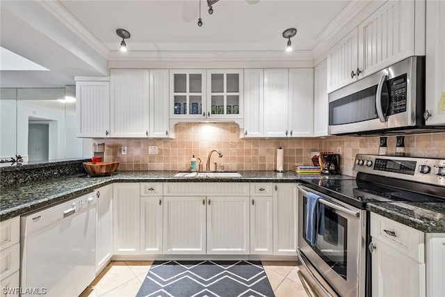 kitchen with white cabinetry, sink, and appliances with stainless steel finishes