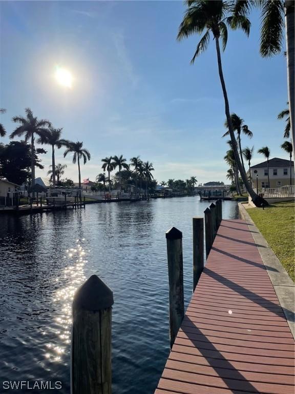 dock area with a water view