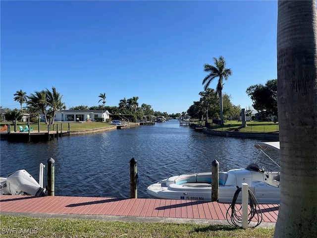 view of dock featuring a water view