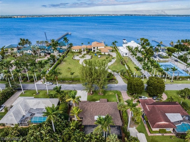 bird's eye view featuring a water view